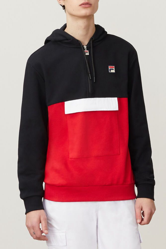 Fila Hettegenser Herre Svart/Rød Hector 1/2 Zip 267514-ODR